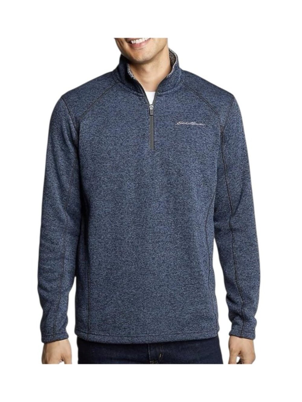 Eddie Bauer Mens Radiator Fleece Quarter Zip Pullover~Size Med~Blue/Grey L12 09